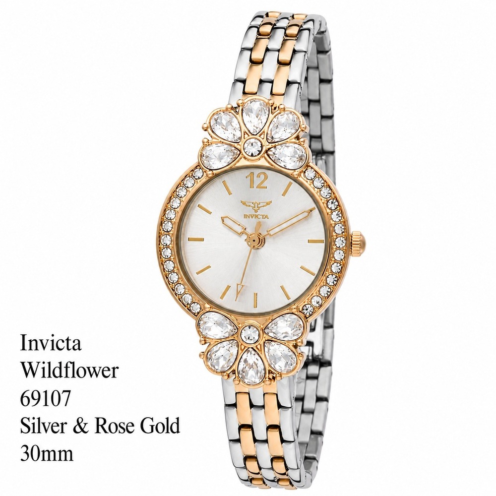 NEW Invicta Wildflower Women's Watch 30mm, Silver, Rose Gold (69107) #0438